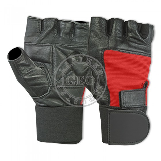 men gents weight lifting sports gym fitness genuine leather gloves